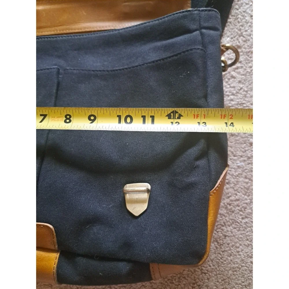 Aaron Leather Goods Prato Canvas Distressed Leather Messenger Laptop Bag 13
